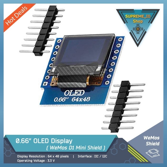 0.66" inch IIC I2C OLED LCD Display Shield v.1 for Wemos D1 mini