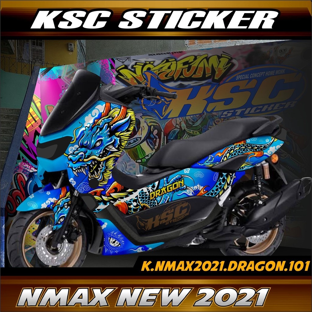 Decal Sticker Stiker Nmax New 2020/2021/2022/2023 Fullbody FullBlock Naga Dragon Chinese (KD-101)  D