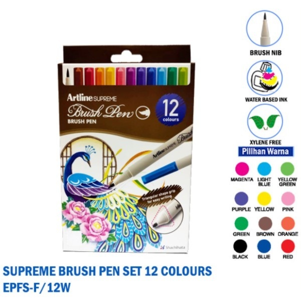 

Artline Brushpen Supreme Fine Set 12 Brush pen Pena Marker Lettering Calligraphy Myarts