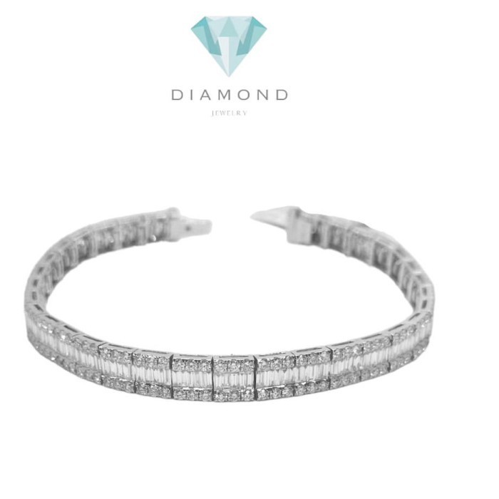 Emerald baguette tennis diamond bracelet 18k-Diamond Jewelry