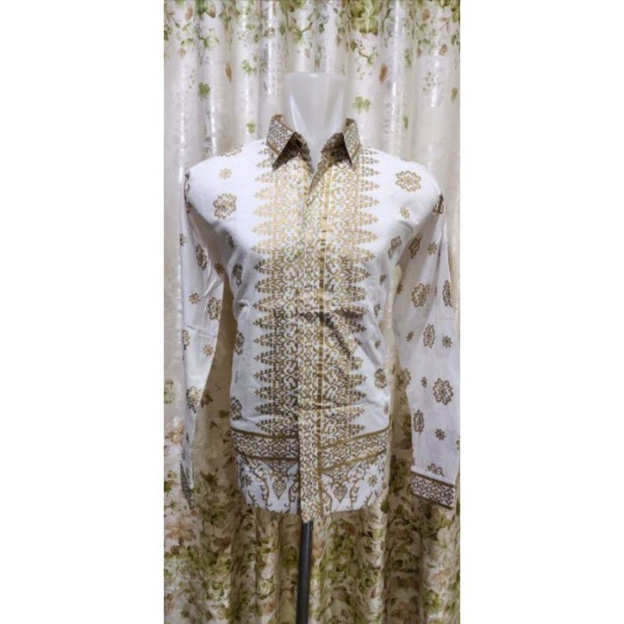 "Girya.Syo" - PASTI READY Set Couple Batik Songket Palembang Putih Setcel Outer Wanita Terbaru - Kem