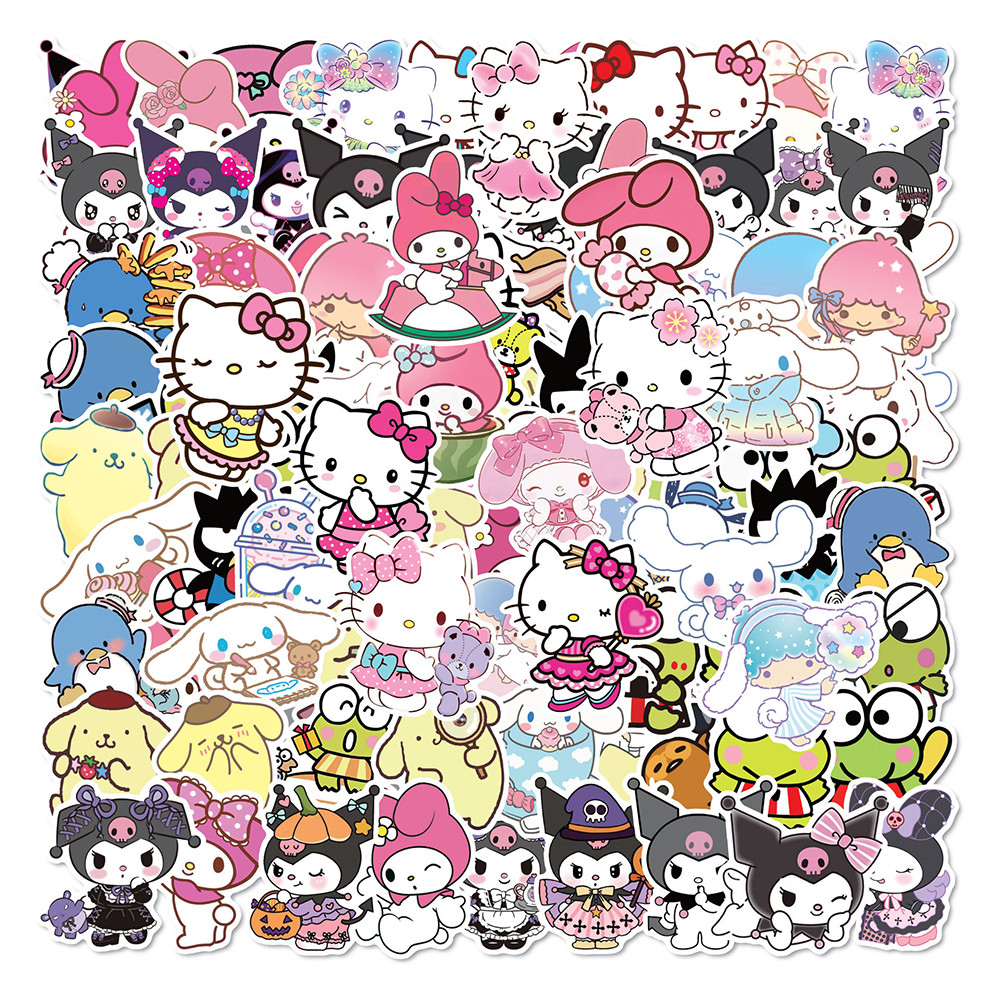 

10/30/50/100PCS Mixed Cute Sanrio Stickers Cinnamoroll HelloKitty Kuromi Decals DIY Phone Luggage Laptop Guitar Sticker Kids Toy