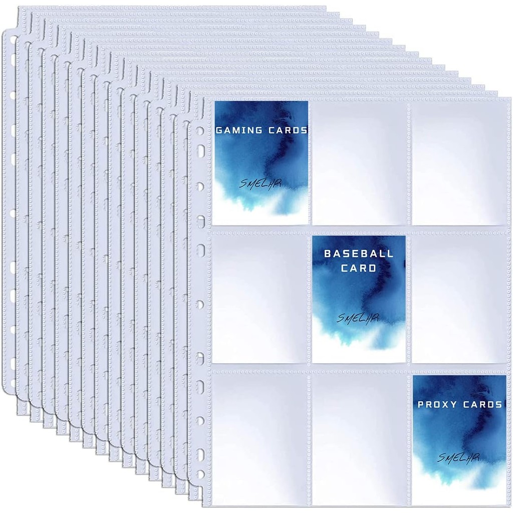 

90 Pockets Single Side Trading Card Album Holder Sleeves 9 Pocket Clear Plastic Game Protectors Pokemon Baseball Cards 10 Pages