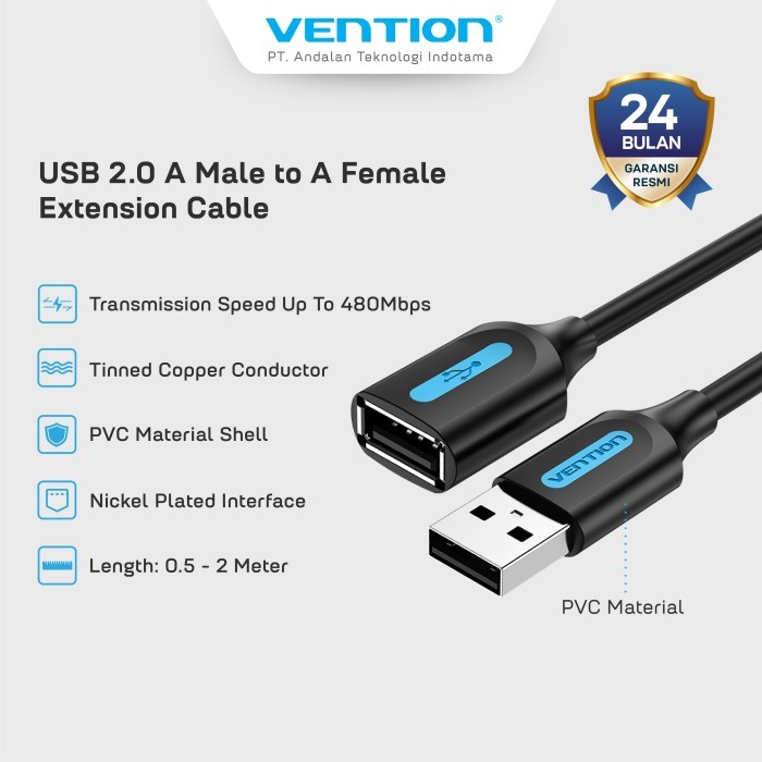 Vention Kabel USB A 2.0 Extension Cable 5Gbps Male to Female PVC - CBI