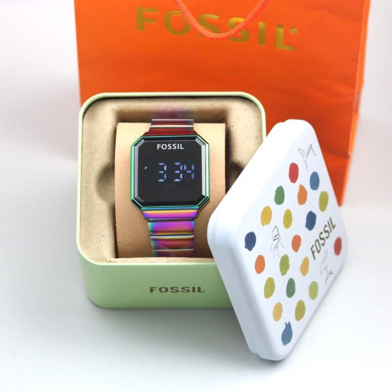 Promo Paket Box Kaleng Ori  Jam Tangan Wanita Digital Led Touch Watch Foxxil New Arrival Tali Rantai