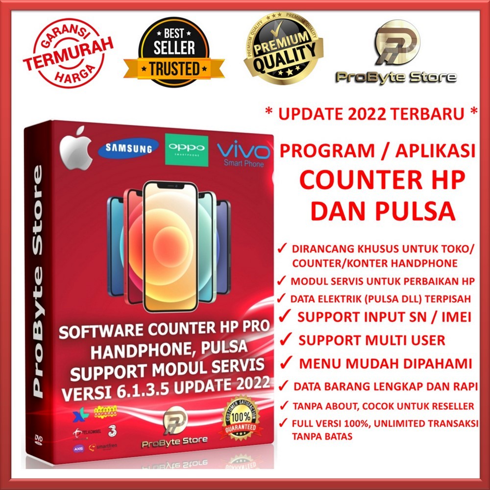 SOFTWARE COUNTER / KONTER HP PRO TOKO HANDPHONE PULSA SID PHONE SUPPORT SN / IME1 DAN MODUL SERVIS A