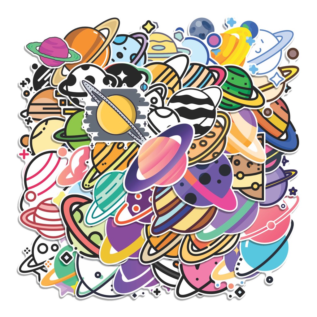 

COD 50 Pcs Stiker Saturnus Lucu Anti Air Untuk Dekorasi Notebook Sepeda Skateboard Handphone
