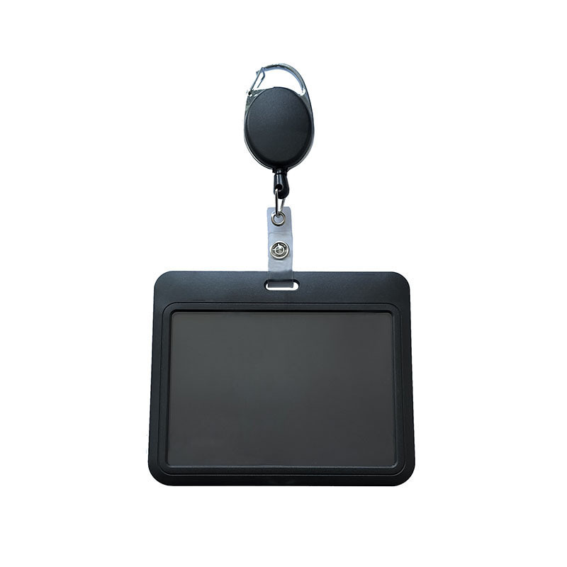

1pc Black Horizontal Slide Plastic ID Work Tag Card Case with Easy Pull Button Badge Reel Key Retractable Nurse Accessories