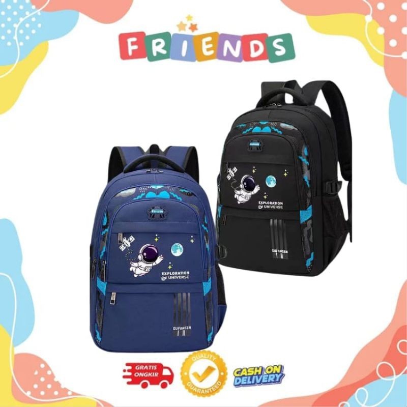 Tas Sekolah Anak Laki-laki Anti Air Ransel Sekolah Astronot Anak TK SD laki-laki