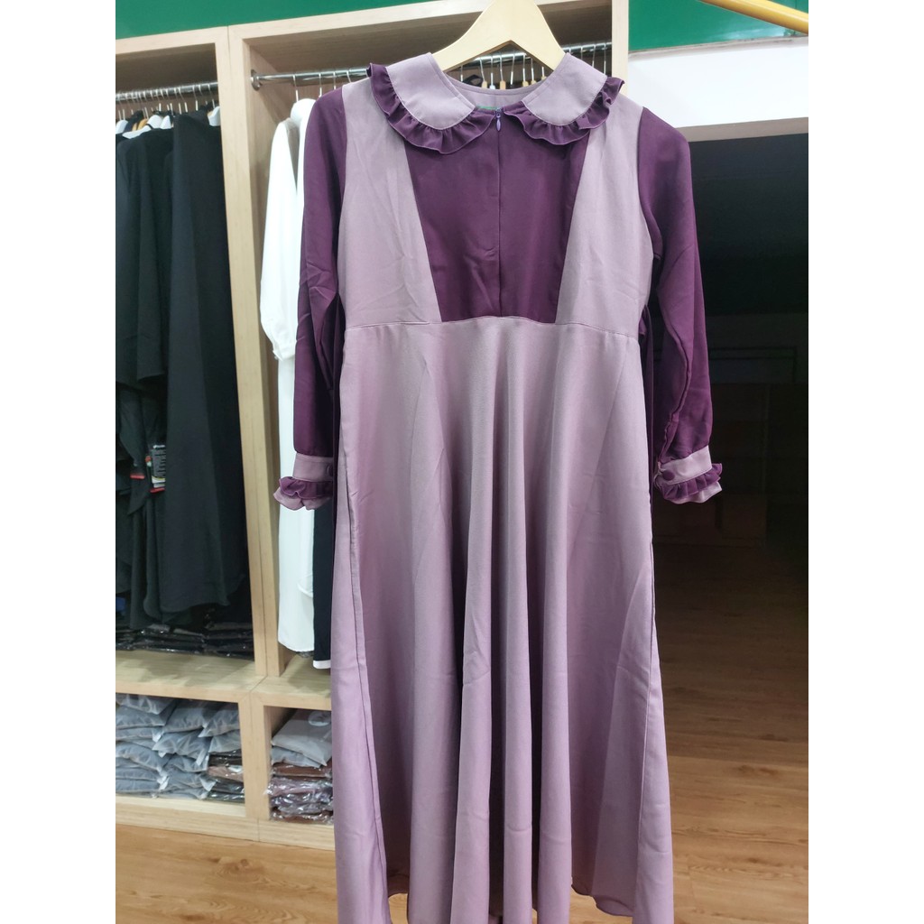 set gamis anak teratai purple griya adzkia