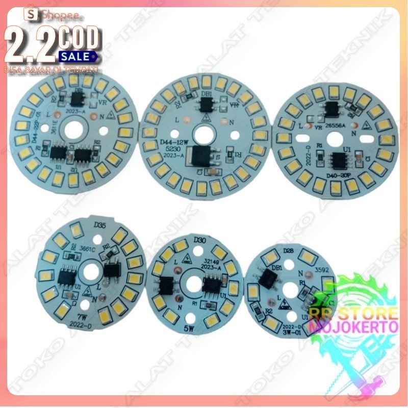 [ Baru. ] TERBARU PCB Allumunium Lampu Round LED SMD 2835 Putih 10.000hrs AC 220V Super Terang Seper