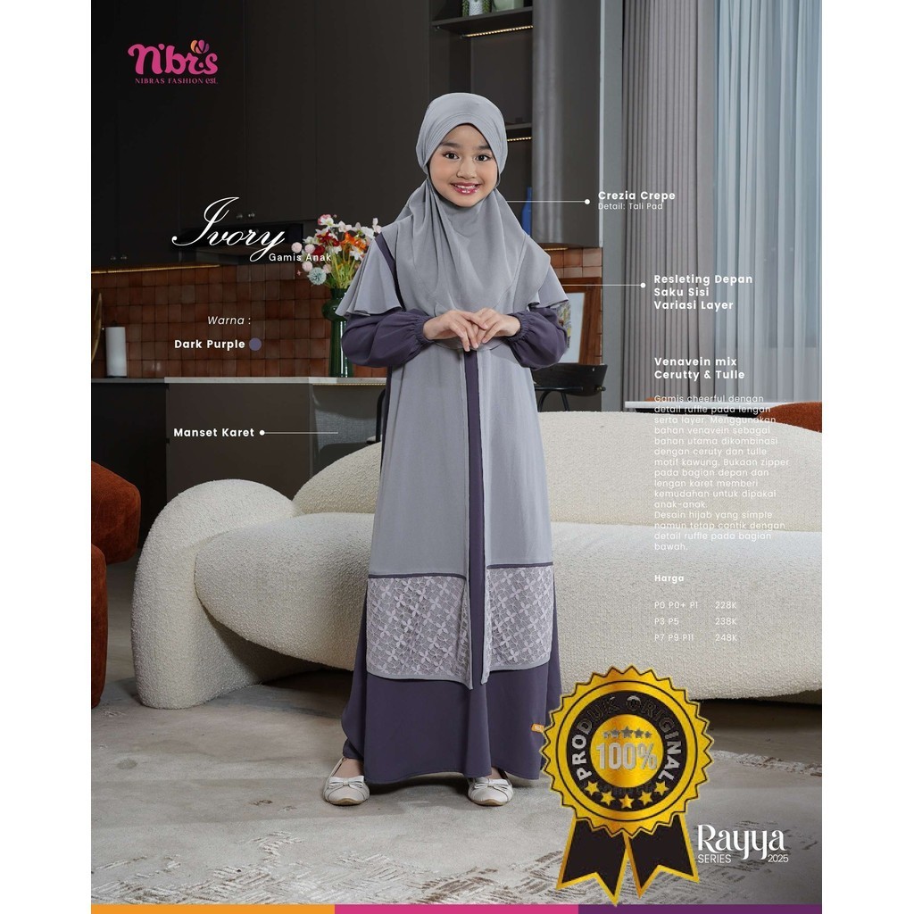 Nibras Ivory Gamis Anak Perempuan by Nibras Terlaris