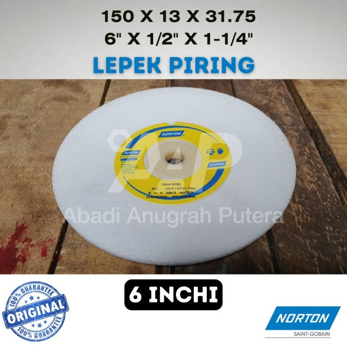 Batu Gerinda Poles 6 inch 150x13x31,75 NORTON Mata Gurinda Asah Duduk Piring Lepek Putih Flaring Dis