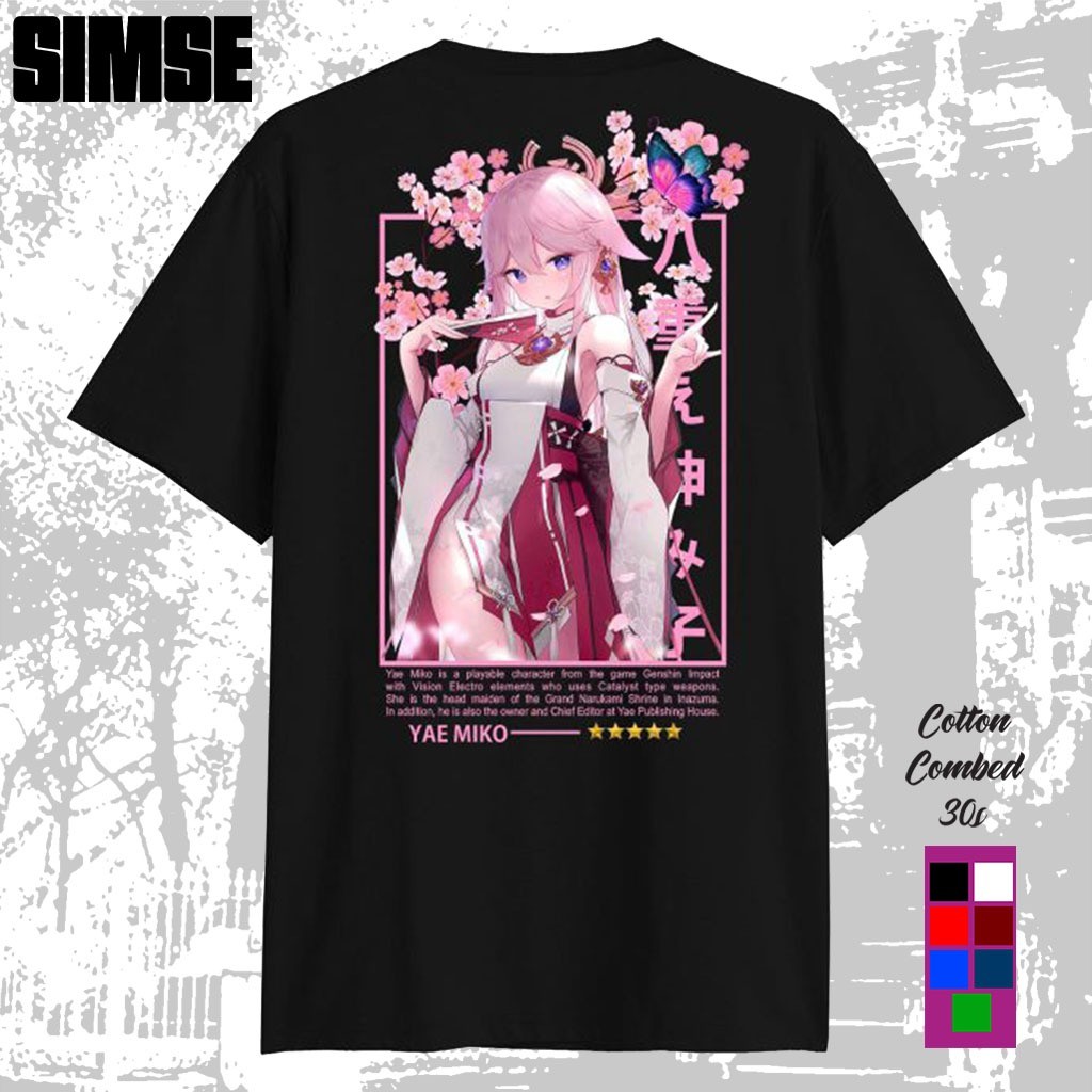 Baju Kaos Pria Dewasa Sablon DTF YAE MIKO SAKURA GENSHIN IMPACT Kaos Anime Jepang