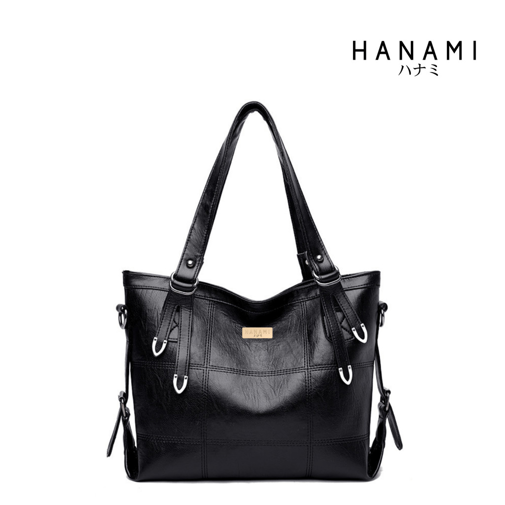 HANAMI Tas Selempang Wanita Branded Kulit Hitam Sarnia TA507B5 Premium Shoulder Totebag Kuliah Kerja