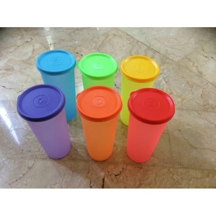 Gelas Tumbler Plastik + Tutup / Gelas Minum Plastik Tutup Tumbler