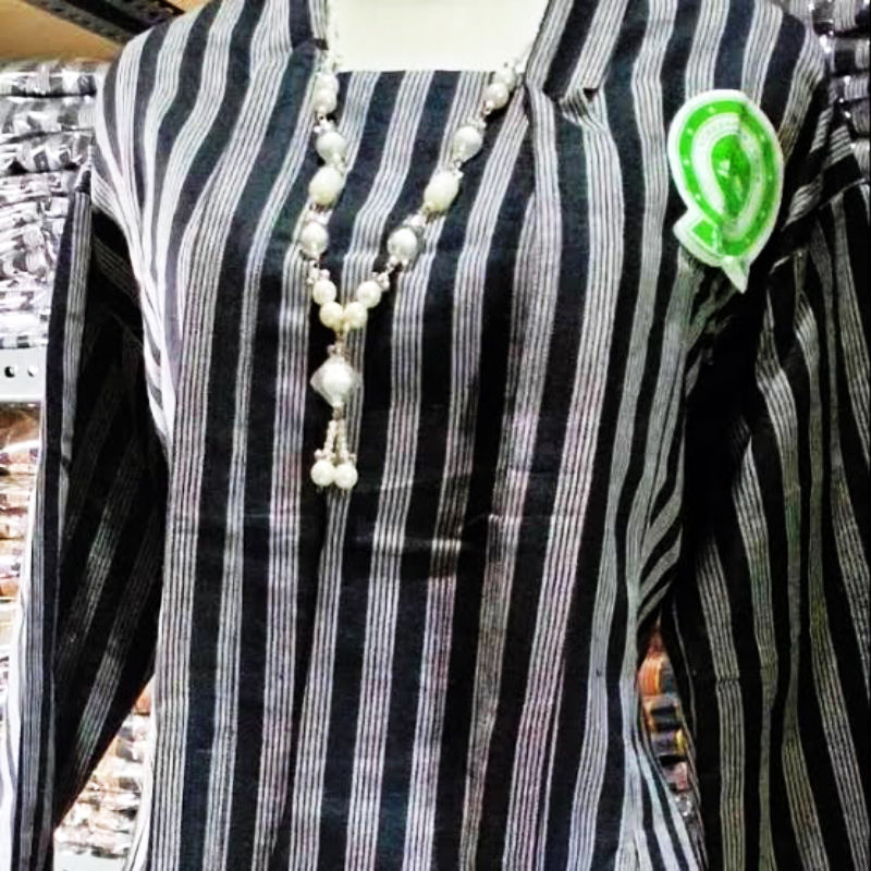 LURIK Baju lurik wanita abu hitam / hitam putih Baju kebaya adat jawa Baju surjan lurik wanita Kebay