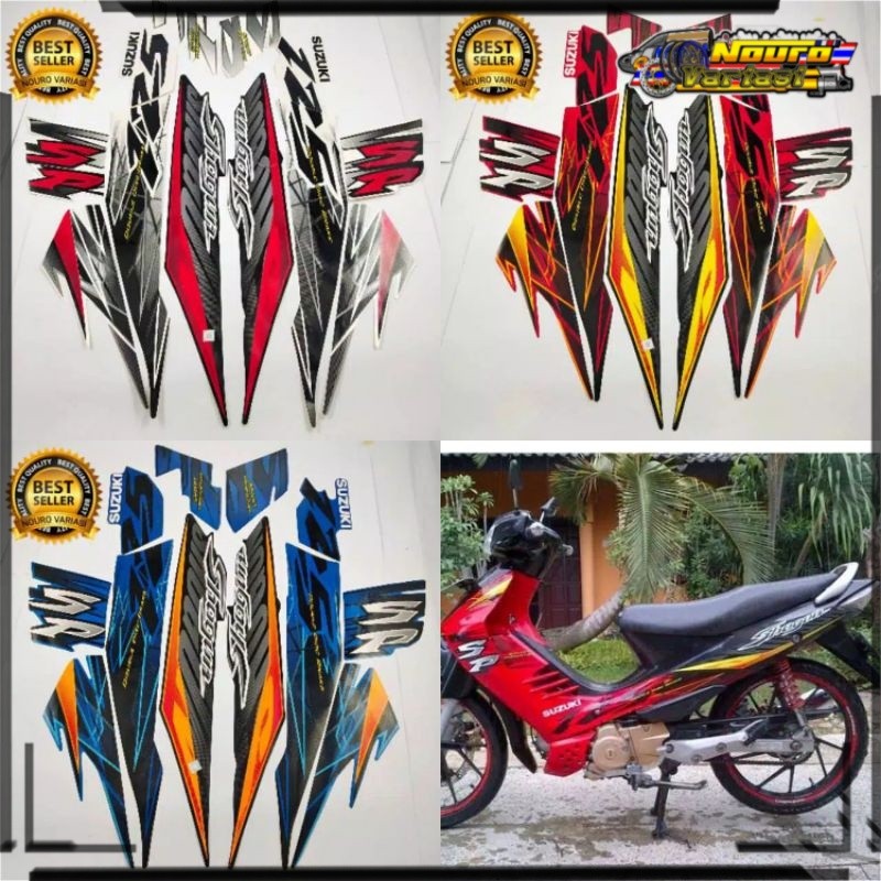 aksesoris motor striping stiker suzuki shogun sp 125 r 2006 2007 full  body standar berkualitas terb