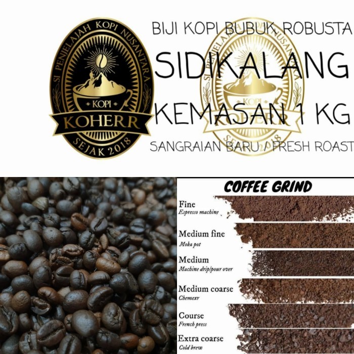 

[BIG SALE] Biji Kopi Bubuk Robusta Sidikalang 1kg 1 kg HARUM PREMIUM - KOHERR - Dark Roast, Coarse Kasar