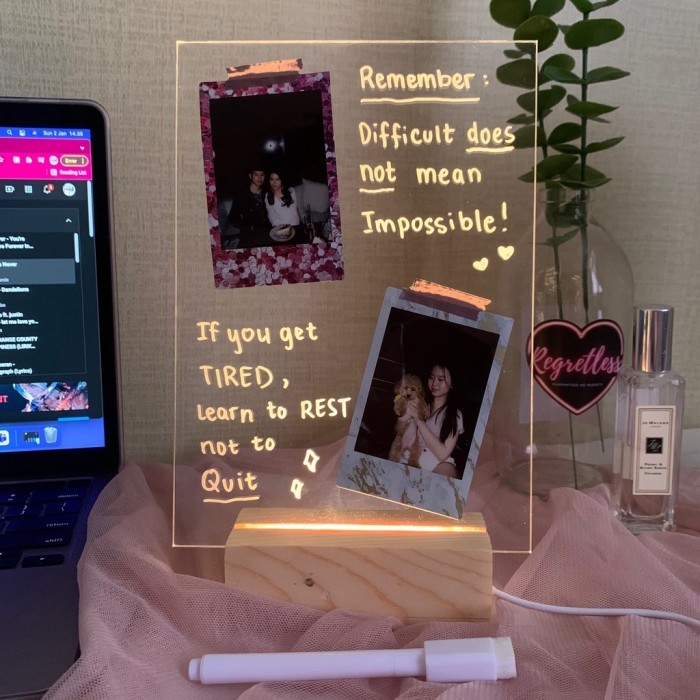

Acrylic Note Board Papan Tulis Kaca Akrilik Lampu Planner Schdule List - Warm White