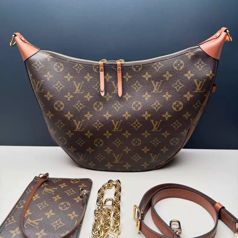 【bekas asli】（M46311） Tas setengah bulan LV Loop Hobo/tas Boston/tas komuter wanita