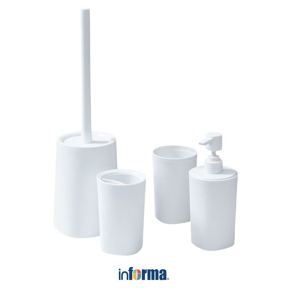 Informa Set 4 Pcs Cilia Perlengkapan Kamar Mandi - Putih Liquid Soap Shampoo Dispenser Set Aksesoris