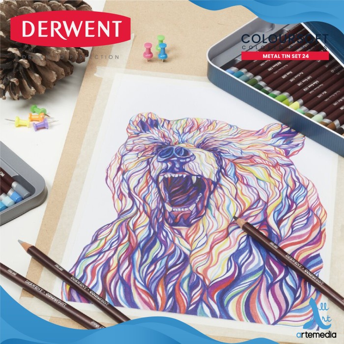 

Pensil Warna Derwent 24 Tin Coloursoft Color Pencil