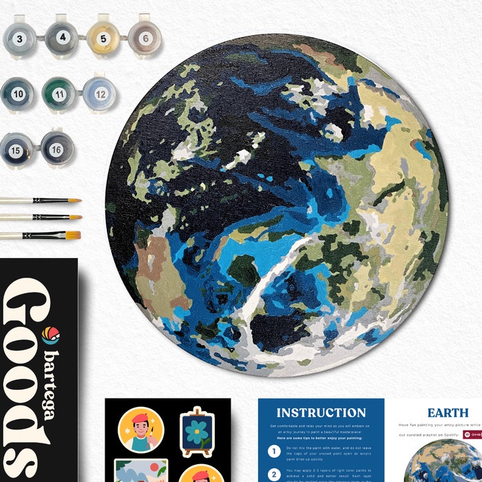 

[YL-0652] DIY Paint By Number Kit : Bumi (Round Canvas)