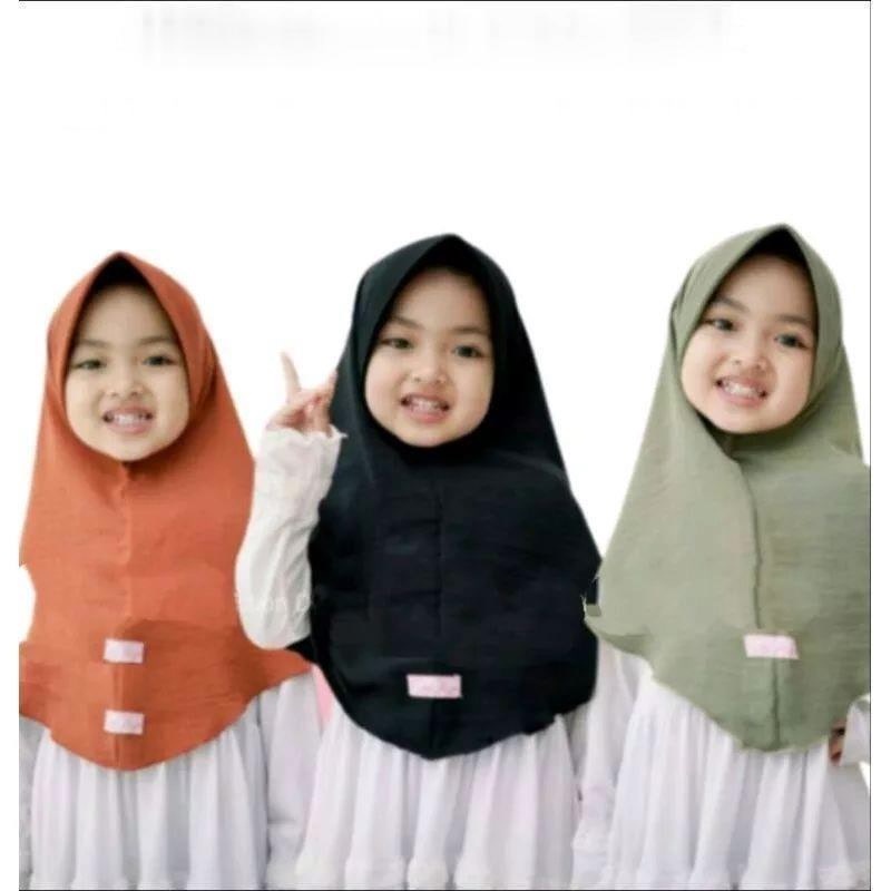 Jilbab Anak Non Tali / Jilbab Anak Bergo Ped Antem / Kerudung Bergo Anak TK&SD / Jilbab Bergo Anak S