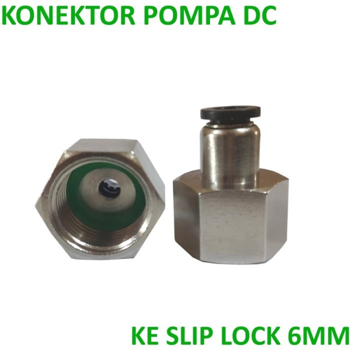 Nepel slip lock output Pompa DC Drat 18mm ke Selang 6mm OM27