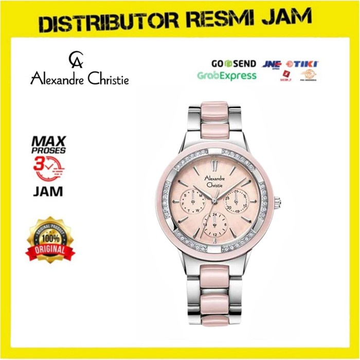 Jam Tangan Wanita Alexandre Christie AC2299BF AC 2299 BF Pink Silver