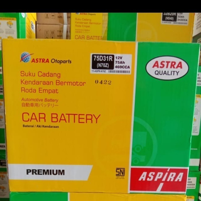 Aki Mobil Isuzu Truk Elf NHR 55, DMax Accu ASPIRA N70Z 12v 75Ah