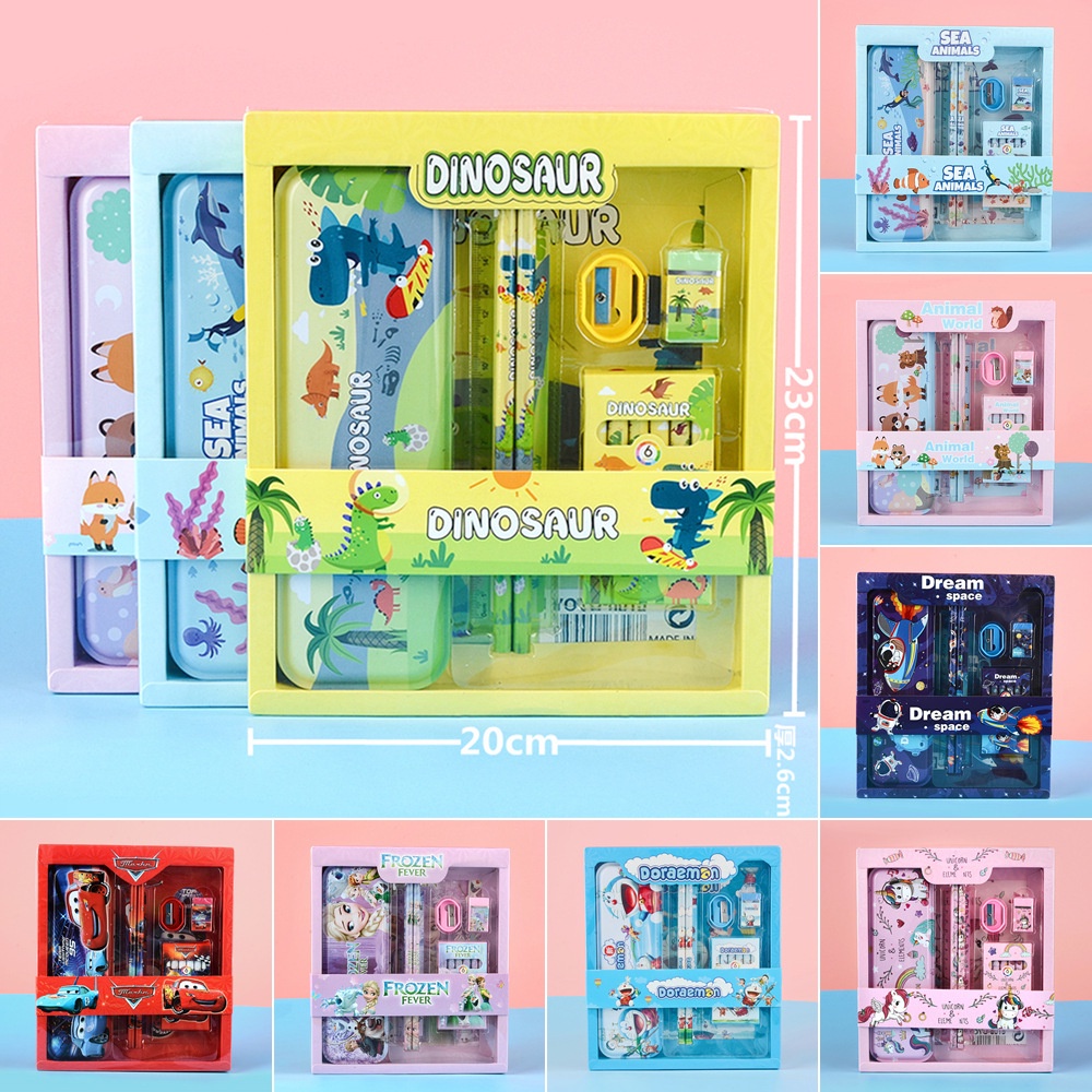 

Alat Tulis Set paket Komplit 7 in 1 / Stationery complete lengkap / Kotak Pensil Anak / Souvenir Hadiah kado / Sekolah karakter kartun lucu animal hewan / perlengkapan tulis / tempat pensil