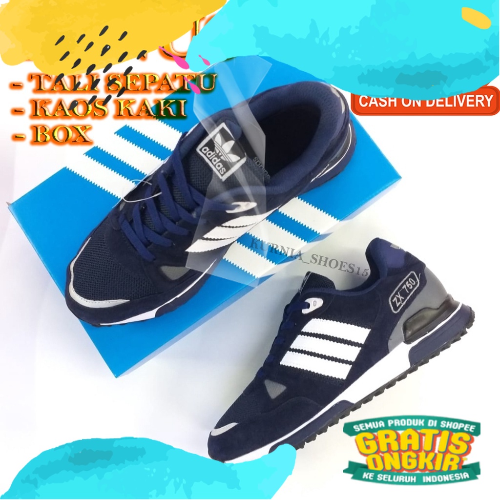 SEPATU ADIDAS ZX-750 NAVY WHITE SUDAH GRATIS BOX MADE IN VIETNAM/Orange