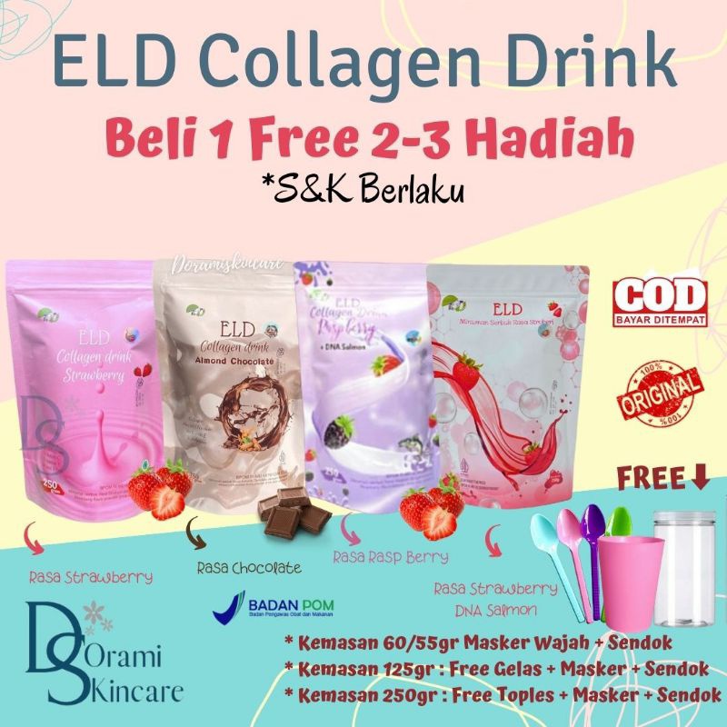 

ELD COLLAGEN DRINK STRAWBERRY MINUMAN PEMUTIH BADAN COLAGEN AMAN BPOM HALAL MUI (FREE MASKER ORGANIK) / minuman collagen