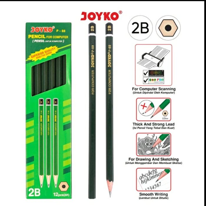 

ATK, Pensil Komputer 2B Joyko P 88 Hijau Satuan, UJIAN UN SEKOLAH