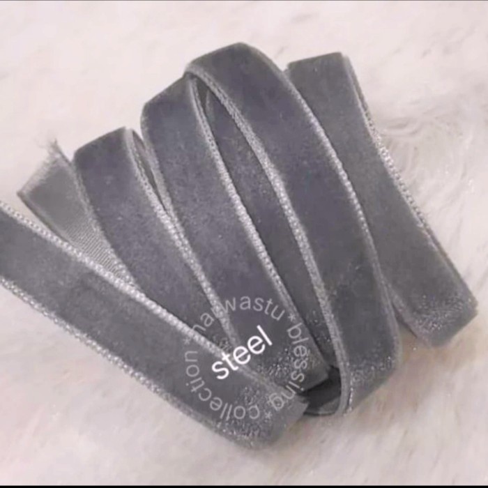 

Pita Velvet Bludru 1cm ( 3/8" ) - Steel ORI