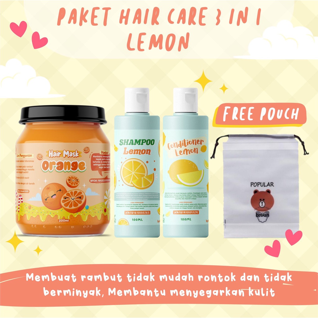 [BPOM] Paket Hair Care 3in1 Free Pouch / Hampers Hair Care Isi 3 Pcs / Hampers 3in1 Shampo Condition