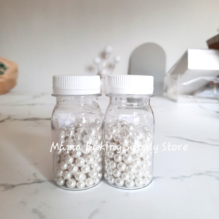 

New Produk Edible Sprinkle Ball PEARL SILVER Mutiara -+5 mm Topping Decor -+50 gr
