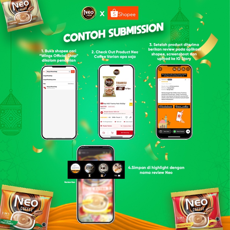 Neo Coffee Kopi Instan Caramel Macchiato Pack 20 gr isi 6 + 3 pcs x3 - Gambar 4