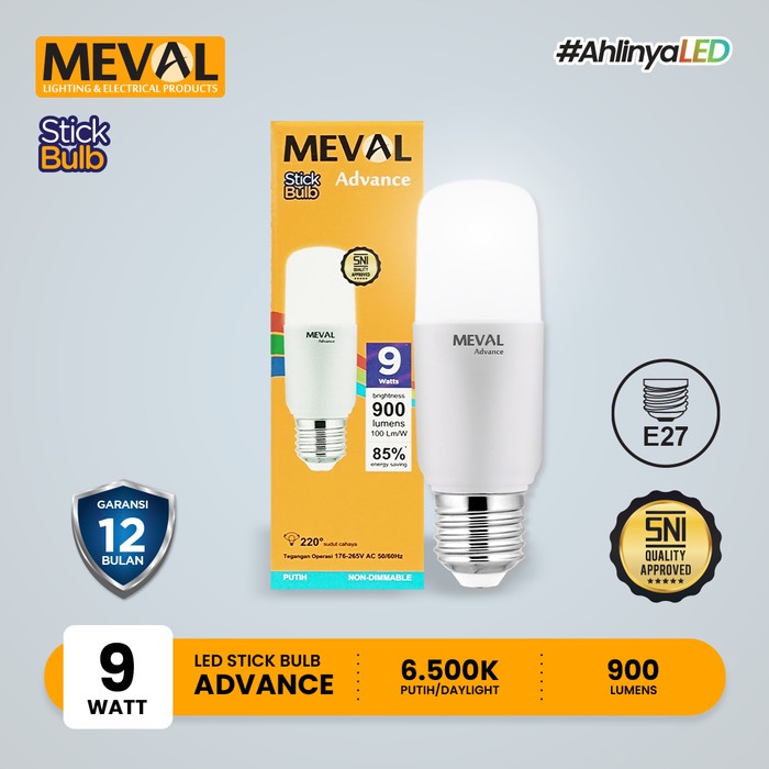 MEVAL Advance Led Stick Bulb 9 Watt - Putih 6500K