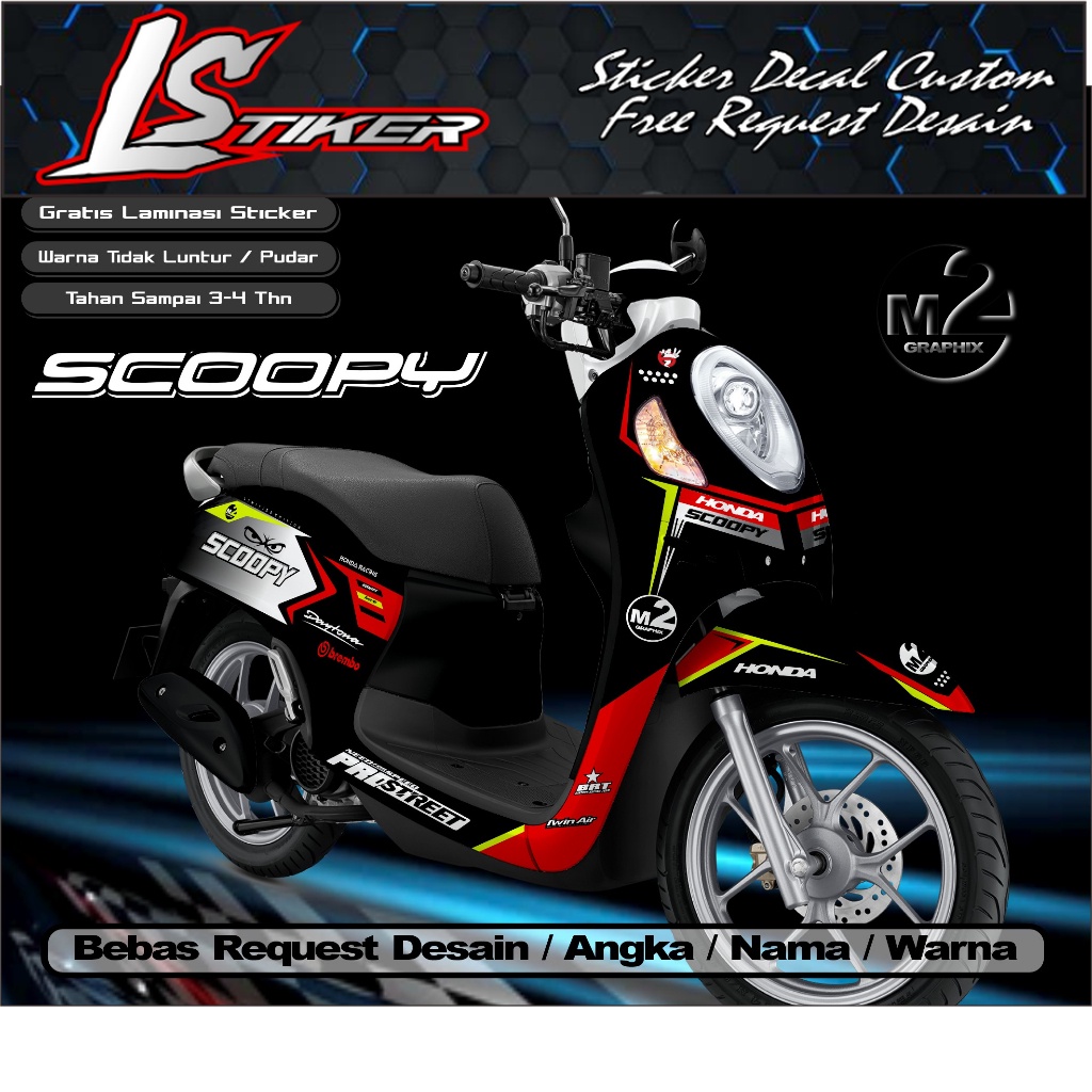 0121 Sticker Decal Scoopy 2023 Full Body Bebas Request - Stiker Variasi Scoopy Terbaru