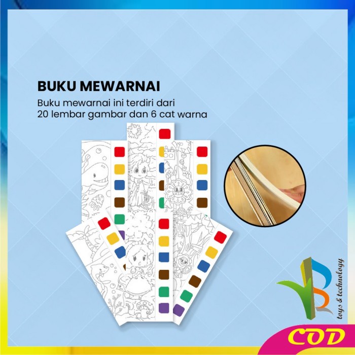 

RB-A56 Buku Gambar Mewarnai Buku Lukis Cat Air Set Free Kuas - A56, ANIMAL WORD