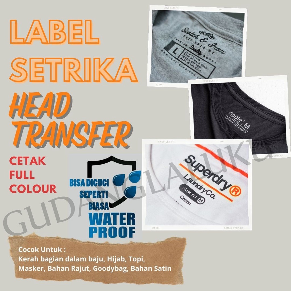 

Label Setrika Iron Label Heat Transfer Label Baju Lebel Kaos Tas Celana Hijab Totebag Sajadah FREE DESIGN