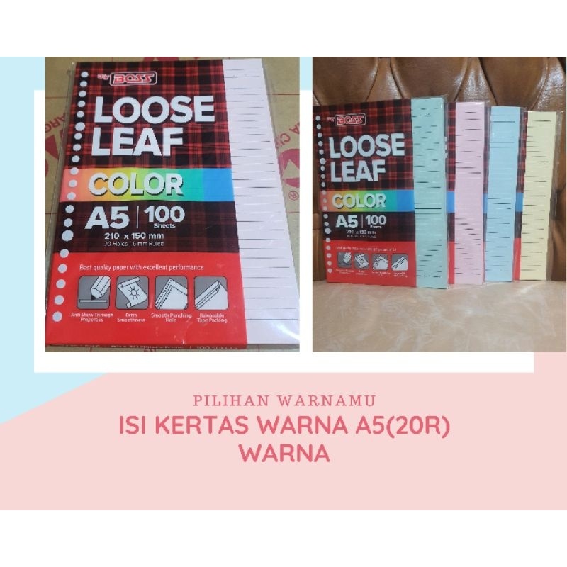 

loose Leaf Isi Kertas Binder A5(20r) warna 50 Lembar