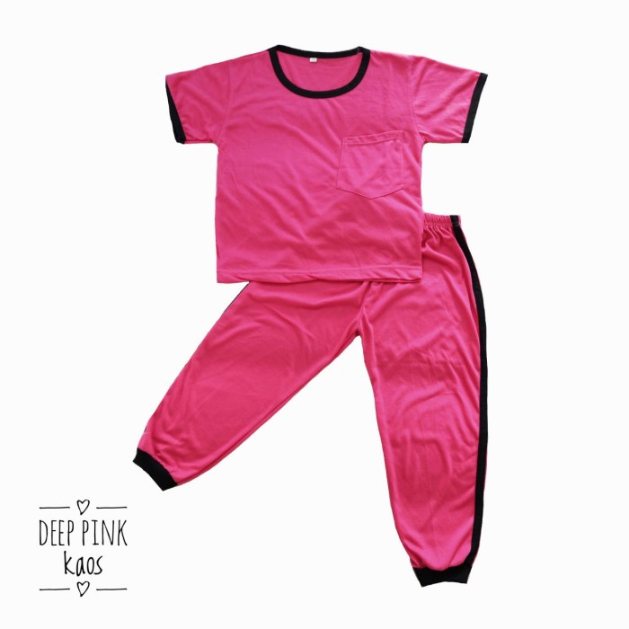 One Set Setelan Baju Tidur Piyama Anak Perempuan Murah Polos Premium