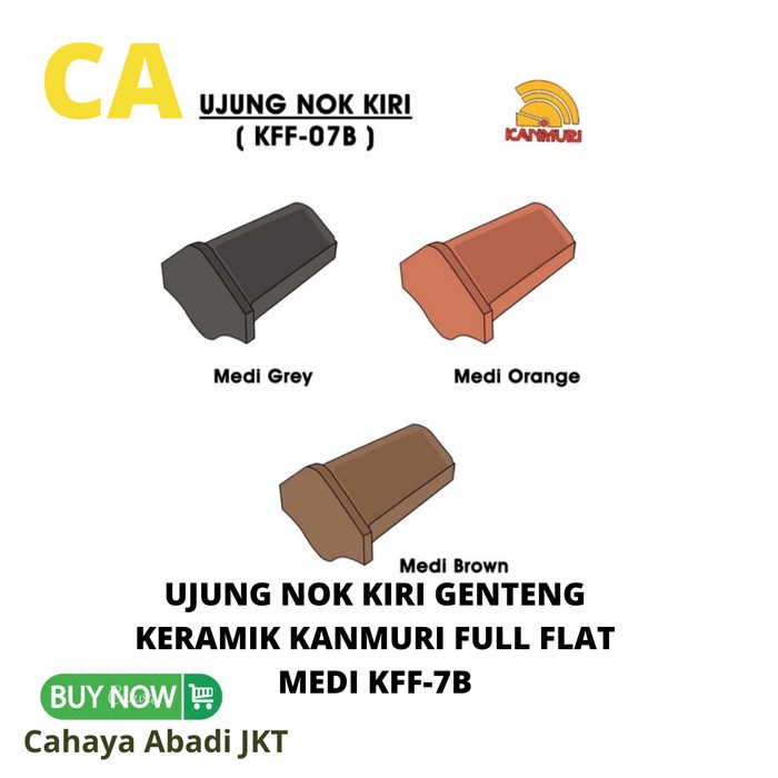 UJUNG NOK KIRI GENTENG KERAMIK KANMURI FULL FLAT MEDI KFF-7B