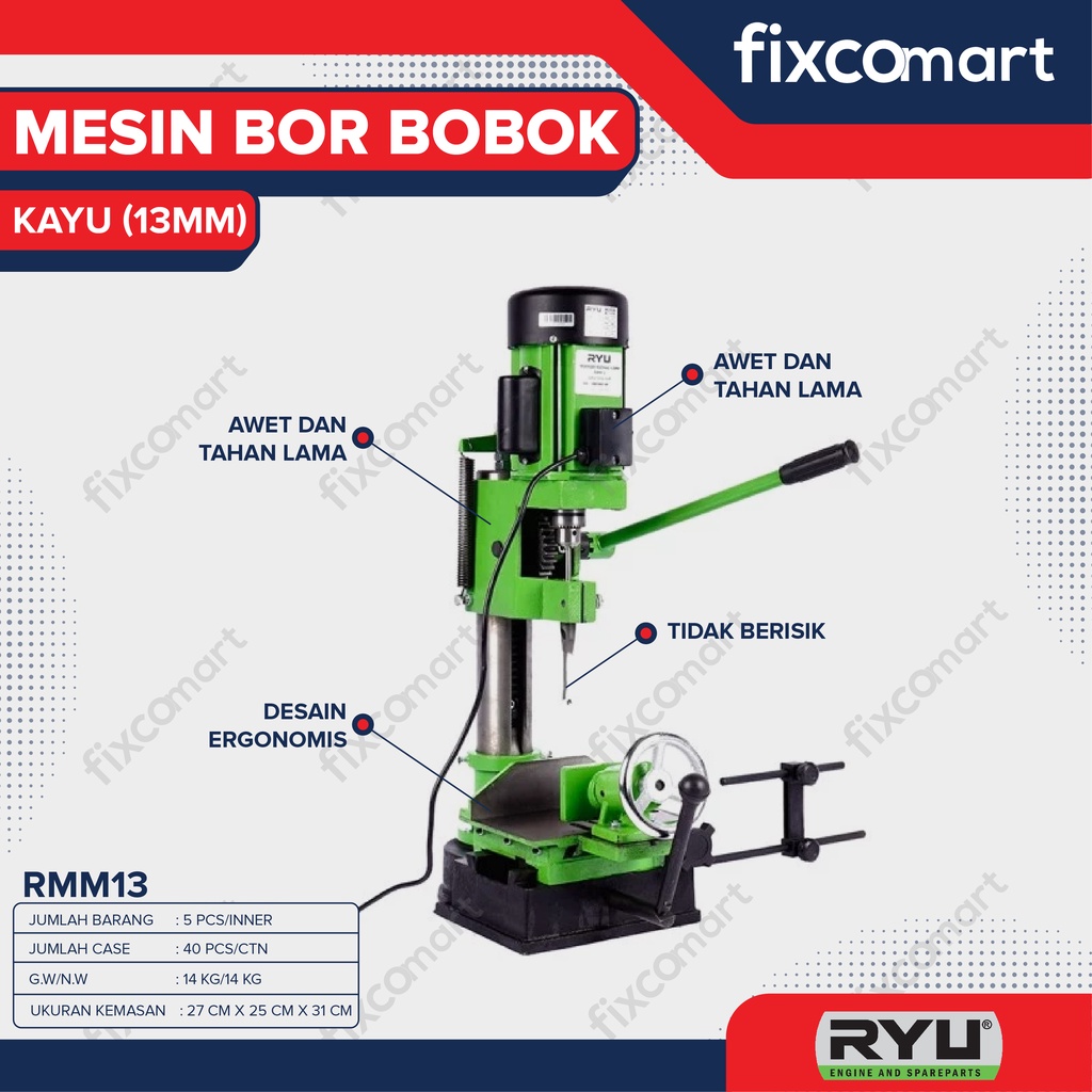 RYU Mesin Bor Bobok Kayu / Morsiter 13MM