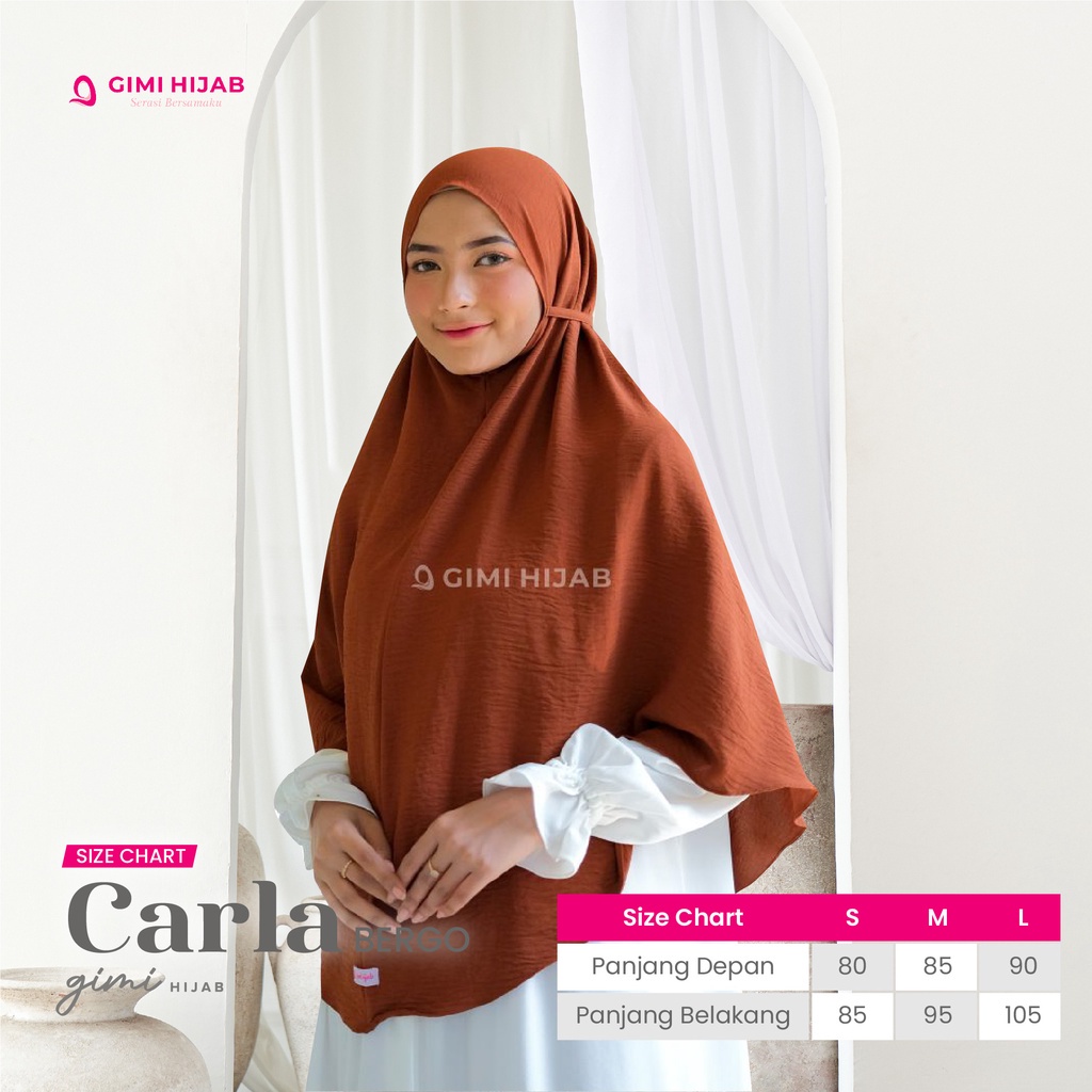 Gimi Hijab Carla Bergo Green Earth - Bergo Premium Wanita Muslim Muslimah Hijab Basic Polos Instant Terbaru Bahan Ironless Warna Green Earth Kerudung Instan Pet Tebal Elegan Cantik Mewah Syari Kualitas Butik Best Seller-3