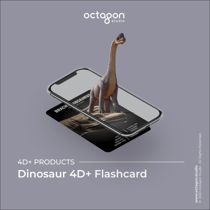 Kartu Dinosaurus 4D+ card Octagon Studio Mainan Edukasi Anak